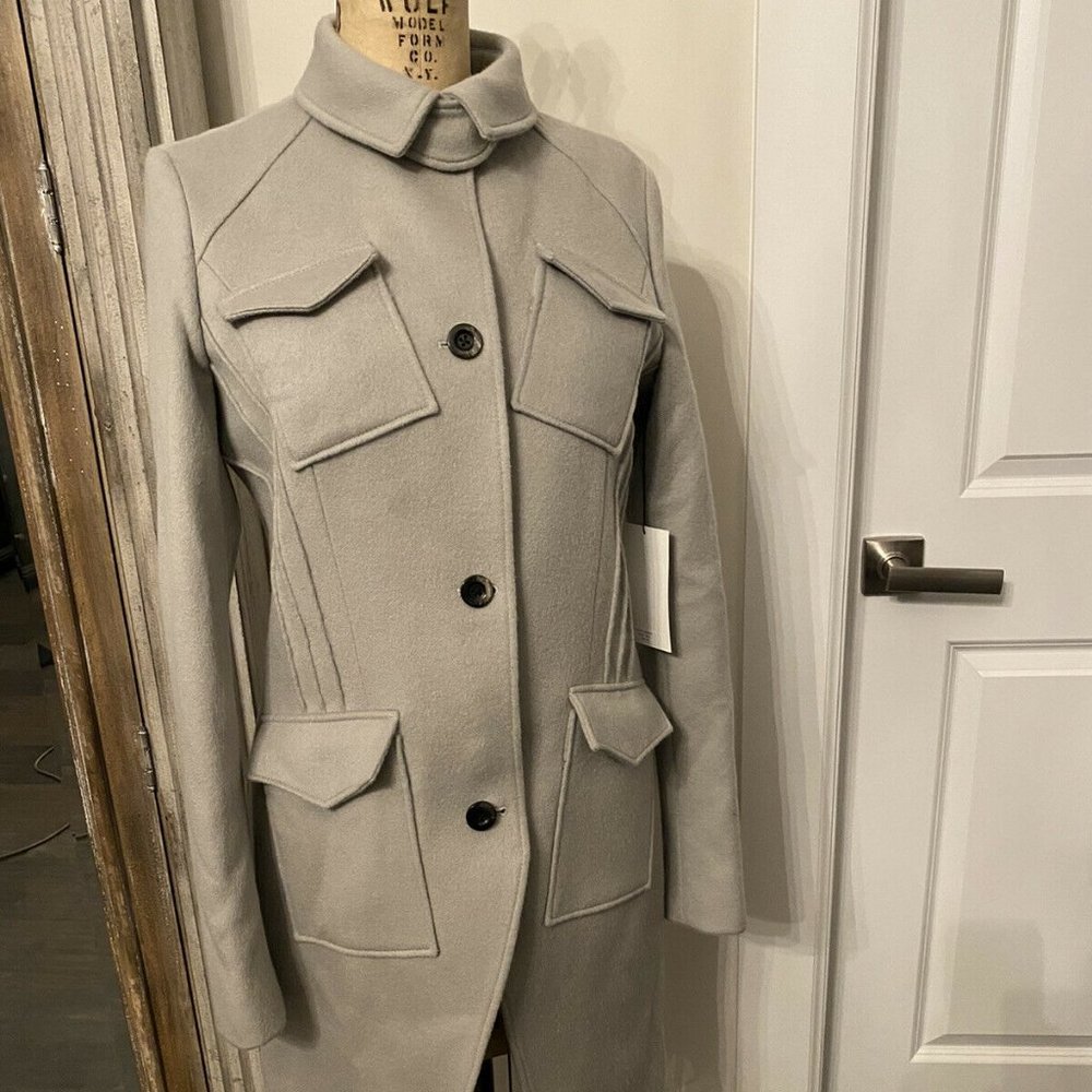 SALE-Off the RUNWAY- THAKOON -Very RARE, Chic, Flattering Coat, Sz 8, GREY Wool